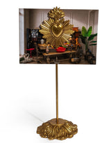 Gold "Sacred Heart" Magnetic Card / Photo Holder on Stand - MK234