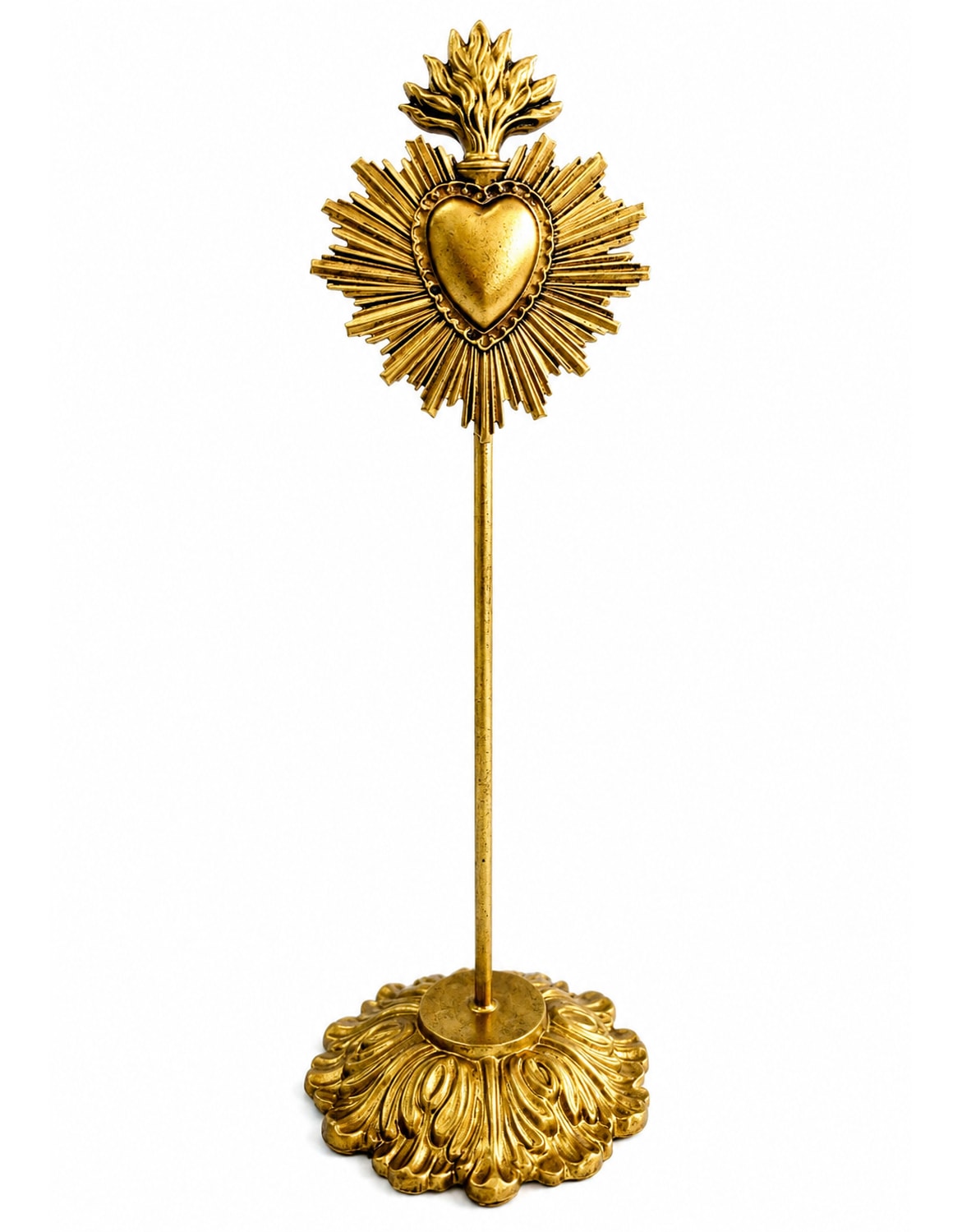 Gold "Sacred Heart" Magnetic Card / Photo Holder on Stand - MK234