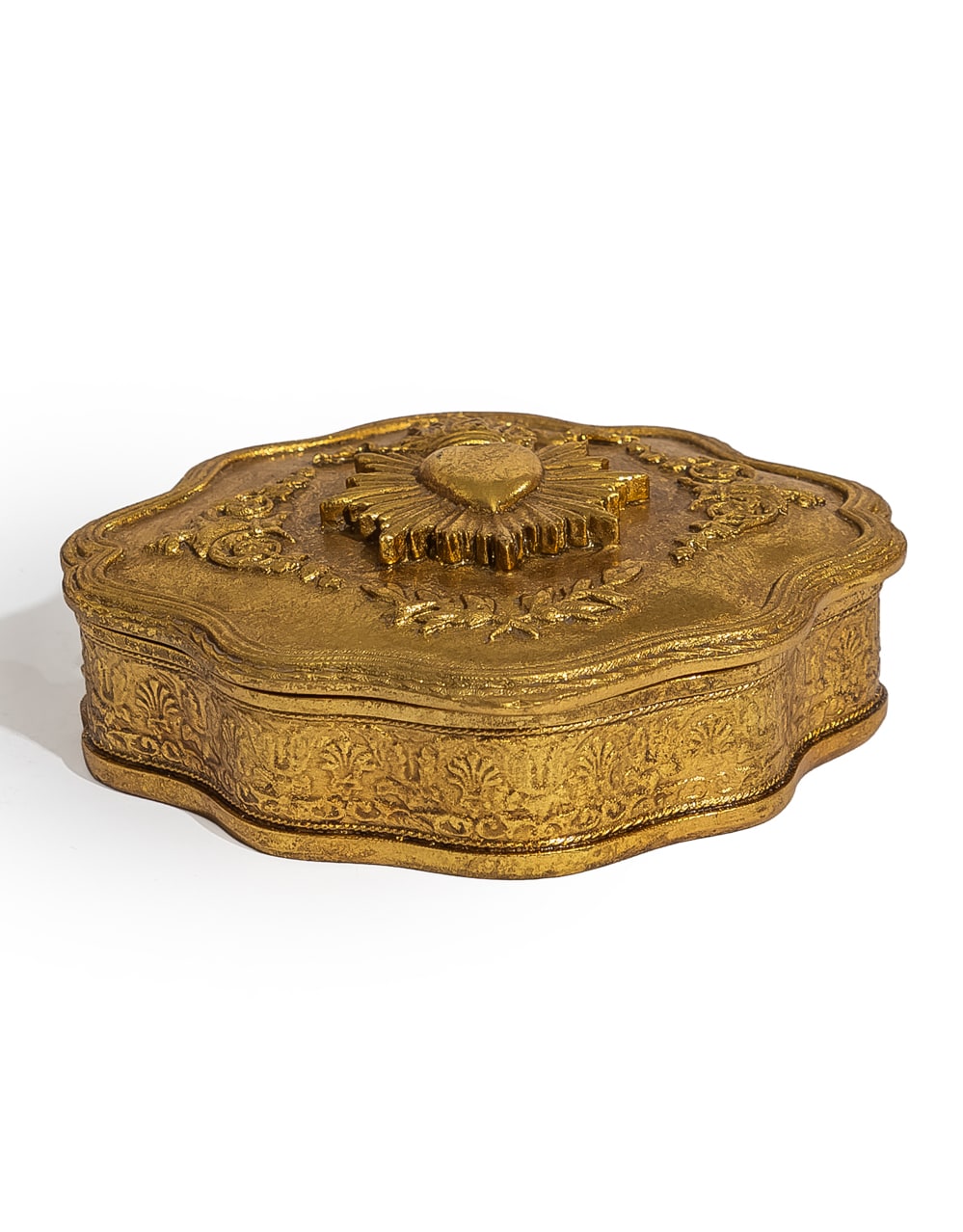 Large Antique Gold "Sacred Heart" Storage / Trinket Box - MK242
