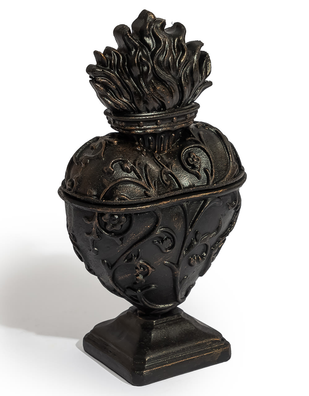 Large Antique Black Embossed "Sacred Heart" Trinket Box - MK247