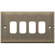 Selectric 7M-Pro GRID360 Antique Brass 4 Gang Faceplate