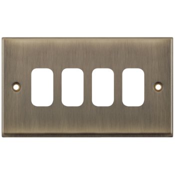 Selectric 7M-Pro GRID360 Antique Brass 4 Gang Faceplate
