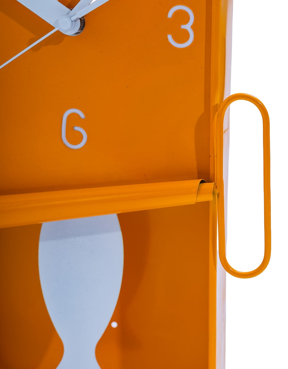 Orange Metal Sardine Tin Pendulum Wall Clock - HKL100
