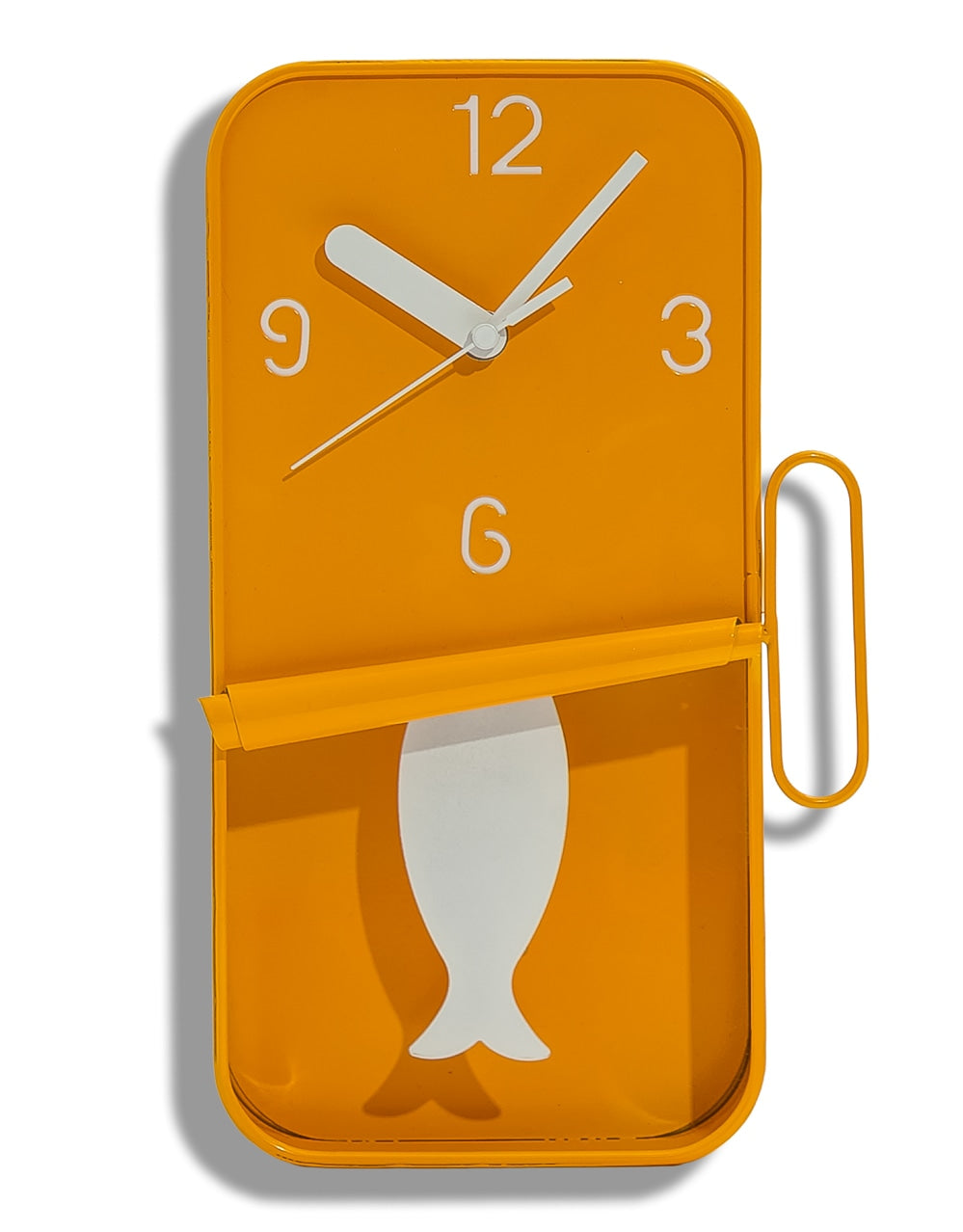 Orange Metal Sardine Tin Pendulum Wall Clock - HKL100