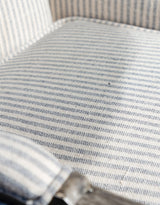 Pearson-Style Blue & White Pinstripe Occasional Wooden Armchair - IPC10