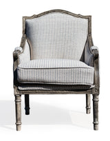 Pearson-Style Blue & White Pinstripe Occasional Wooden Armchair - IPC10