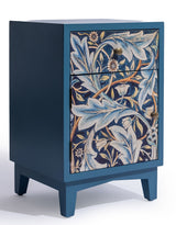 Blue "Acanthus" Floral Bedside Table (LH Open) - JCS36