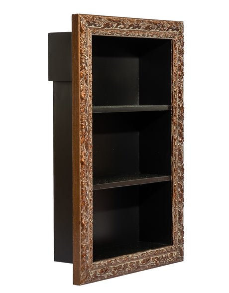 Large Antiqued Ornate Wooden Wall Shelf Unit - JCS39