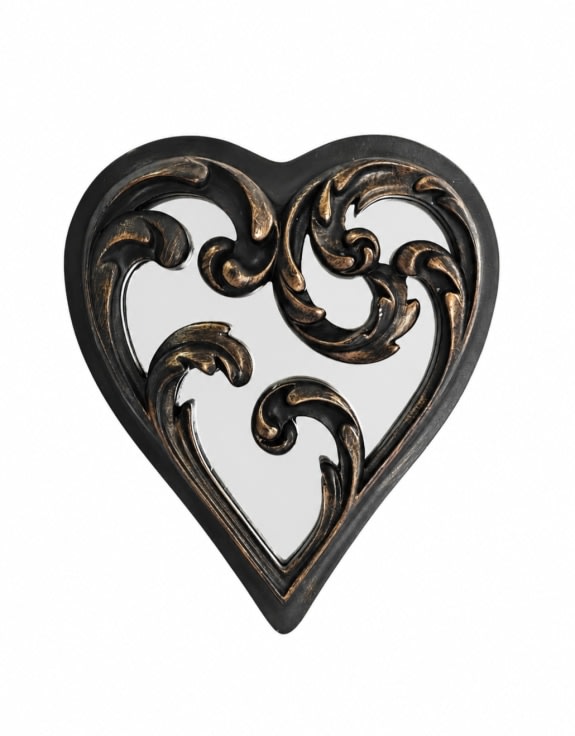 Set of 4 Antique Black "Playing Card Suits" Mirrored Wall Ornaments - MK260