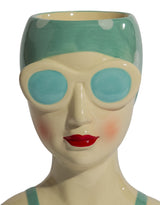 Ceramic Blue Beach Swimmer Storage Jar - TL161