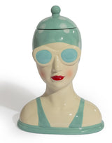 Ceramic Blue Beach Swimmer Storage Jar - TL161