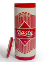 Large Ceramic Red/White Pasta Cylinder Storage Jar / Vase - CRT166