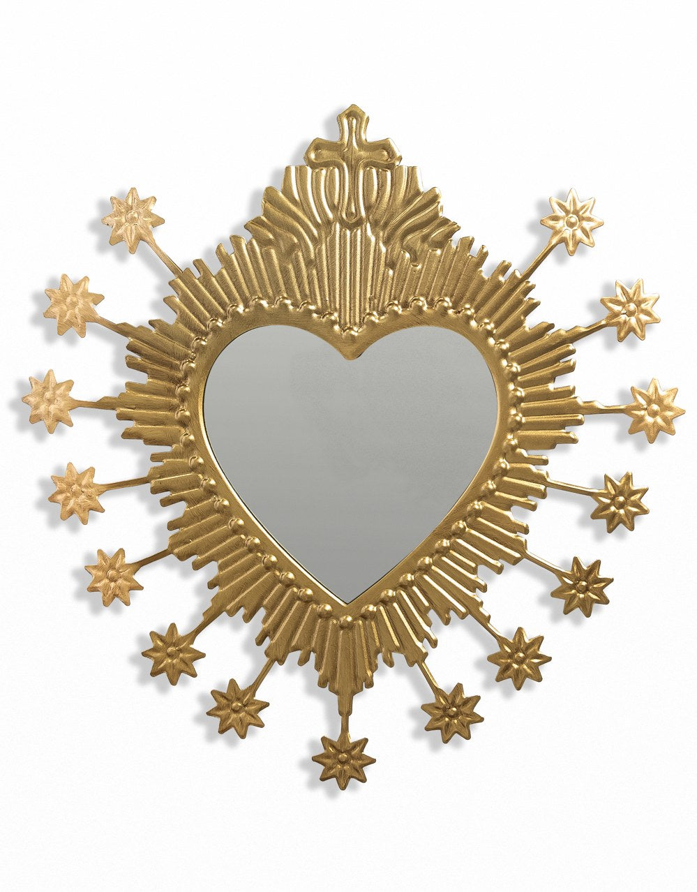 Gold Ex-Voto "Starburst" Heart Wall Mirror - ET389
