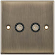 Selectric 7M-Pro Antique Brass 2 Gang TV/FM Socket with Black Insert