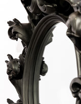 Black Oval Rococo Ornate Mirror - M435