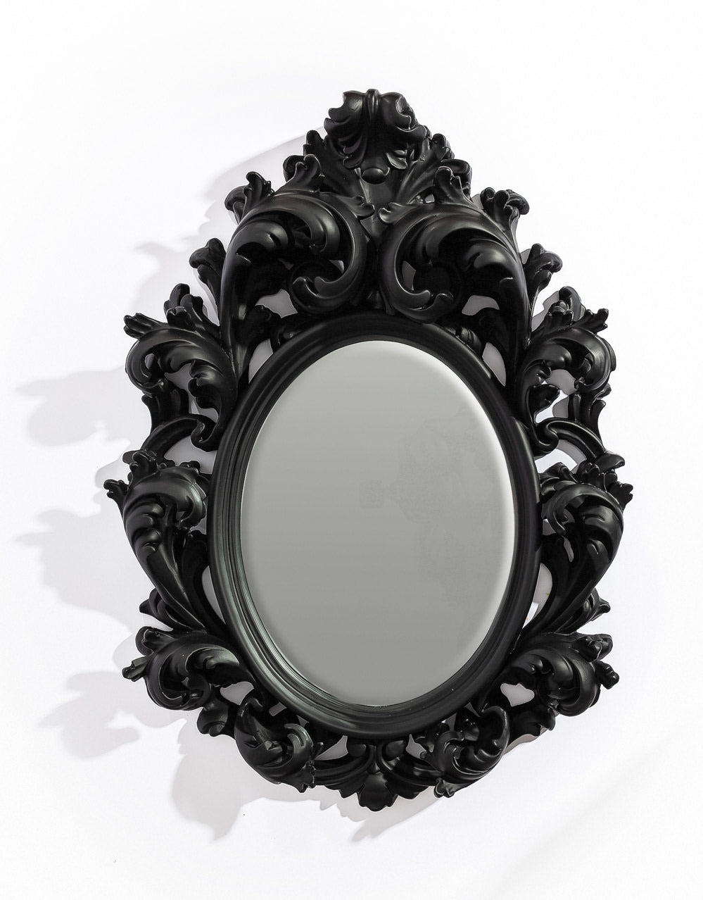 Black Oval Rococo Ornate Mirror - M435