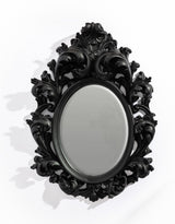 Black Oval Rococo Ornate Mirror - M435