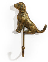 Antique Gold Sitting Dog Coat Hook - HKL102