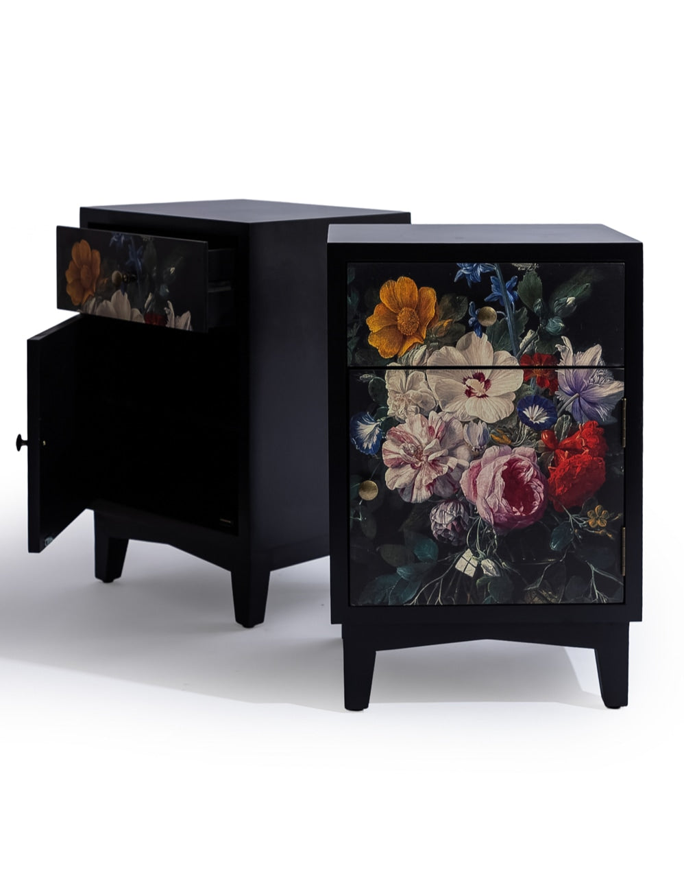 A Pair of Boho Floral Bedside Tables - JCS44