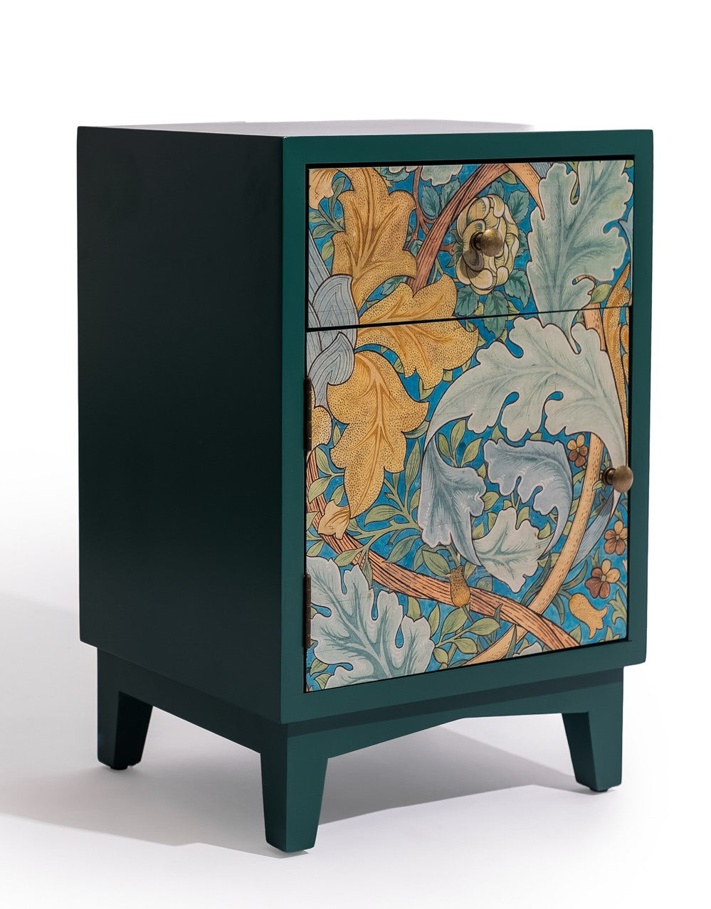 A Pair of Teal Floral Bedside Tables - JCS46