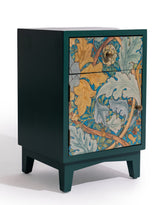A Pair of Teal Floral Bedside Tables - JCS46