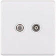 Selectric 5M-Plus Matt White 2 Gang Satellite and TV/FM Socket with White Insert