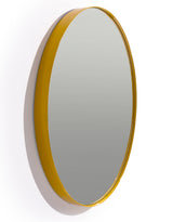 Round 60cm Mustard Yellow Framed Wall Mirror - M439