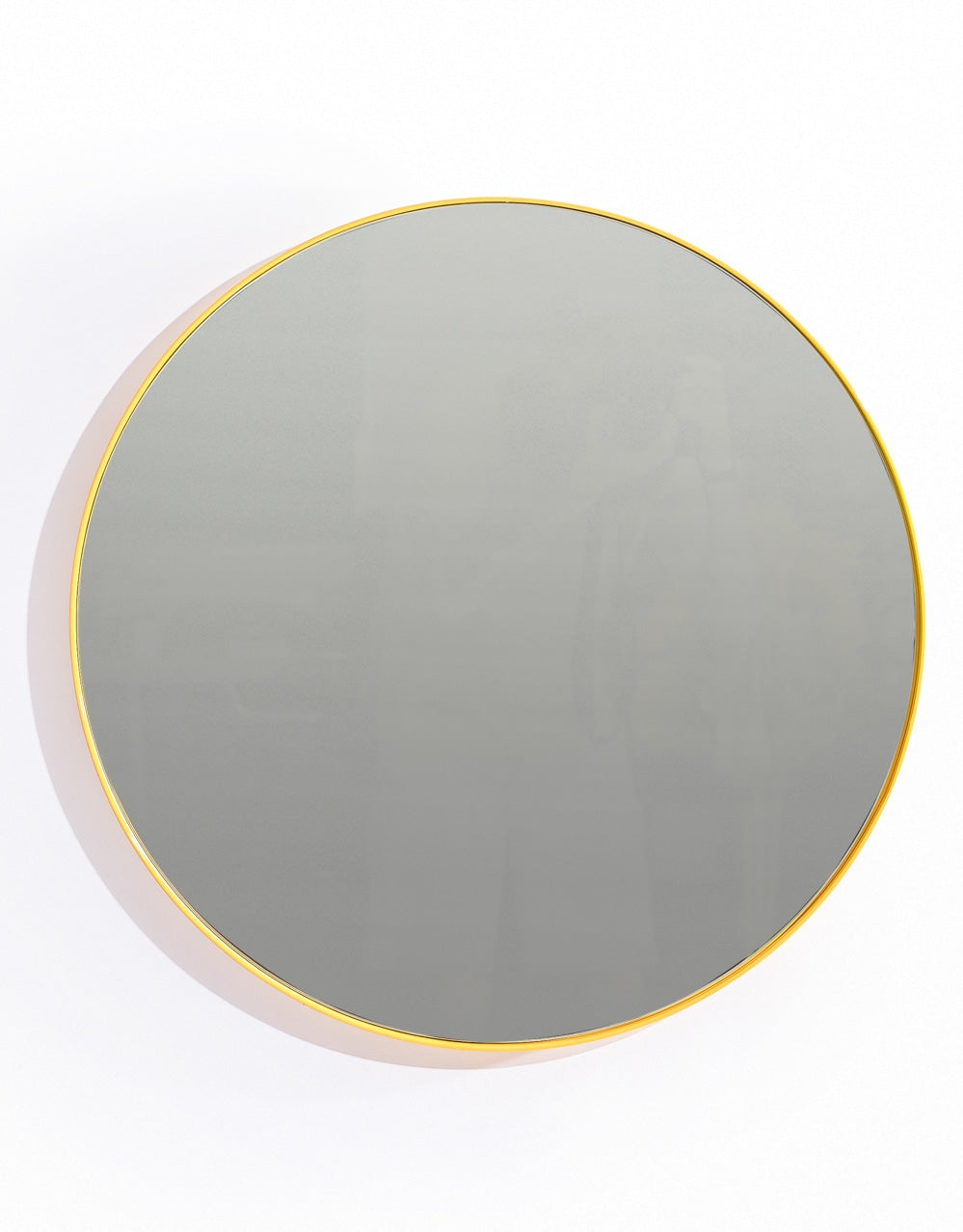Round 60cm Mustard Yellow Framed Wall Mirror - M439