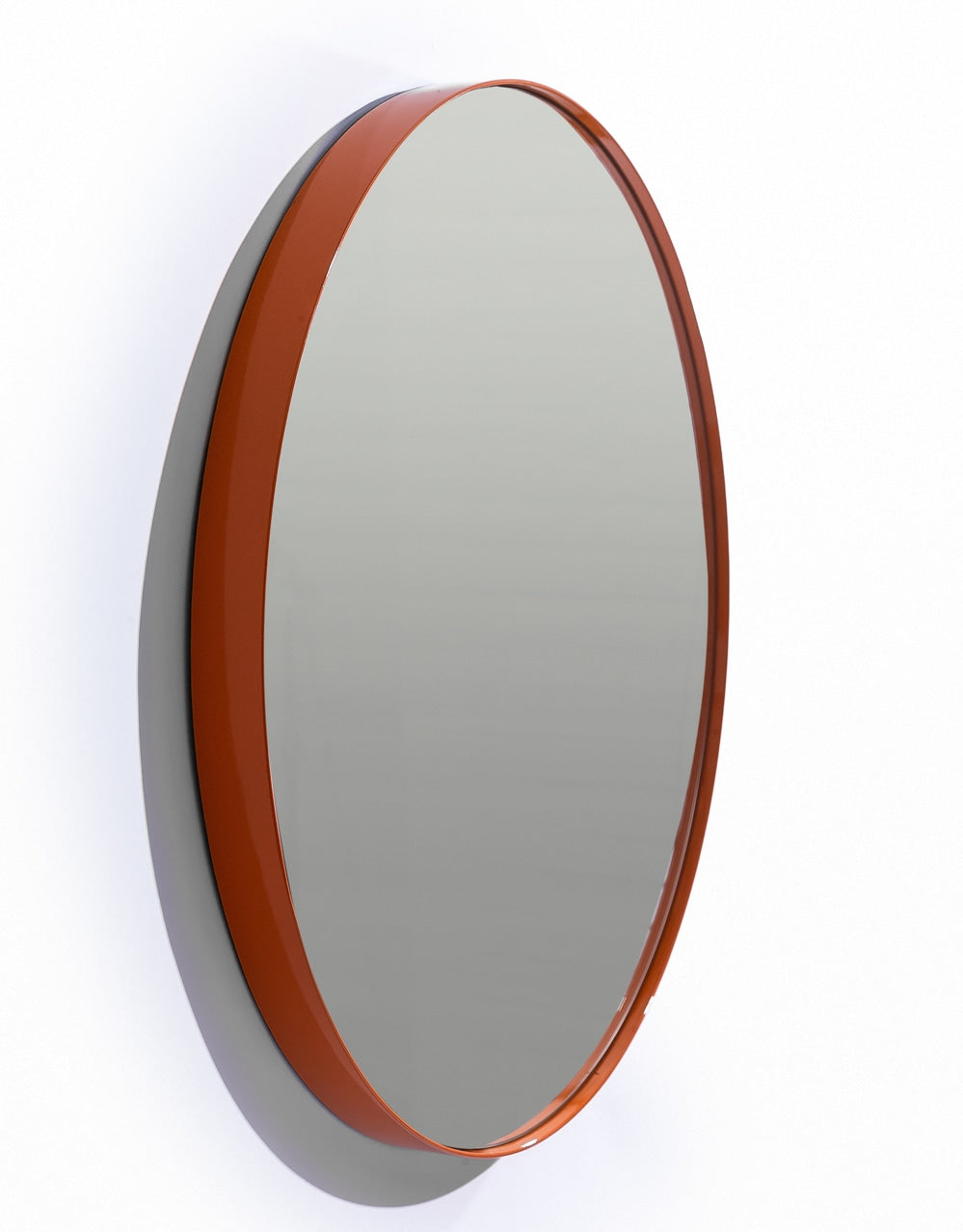 Round 60cm Burnt Orange Framed Wall Mirror - M437