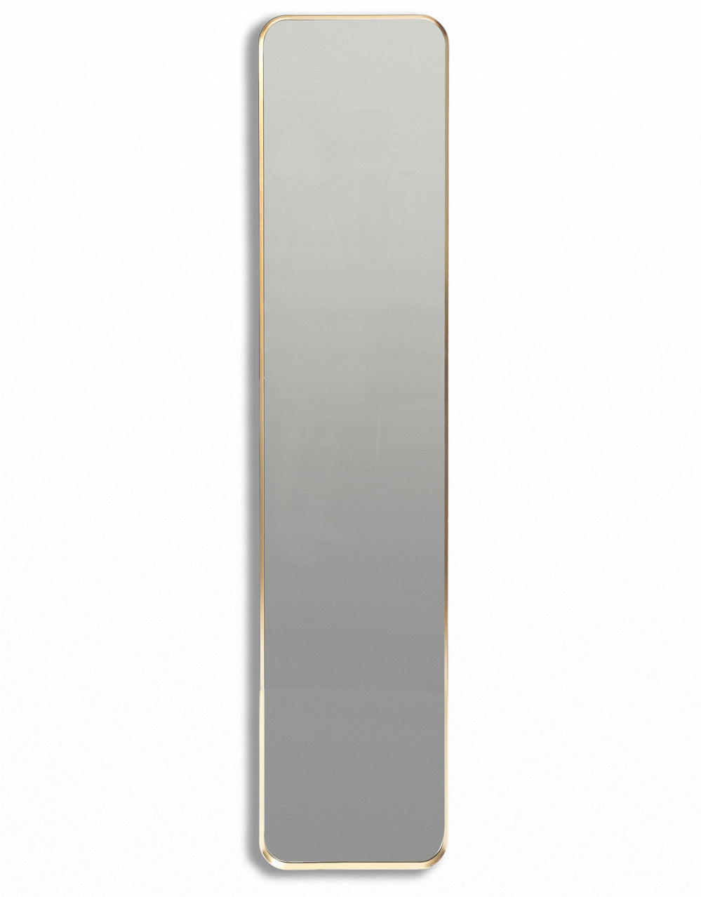Slim Rectangular Gold Metal Flare-Framed Broadway Wall Mirror - M434