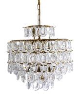 Brass 6 Tier Multi Clear Glass Teardrop Chandelier - CH321