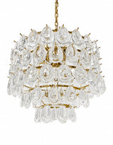 Brass 6 Tier Multi Clear Glass Teardrop Chandelier - CH321
