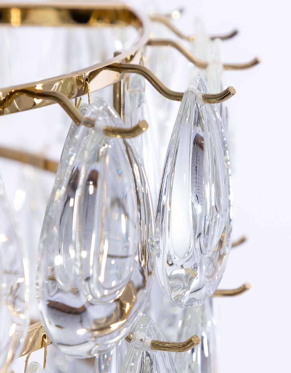 Brass 6 Tier Multi Clear Glass Teardrop Chandelier - CH321