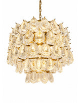 Brass 6 Tier Multi Clear Glass Teardrop Chandelier - CH321