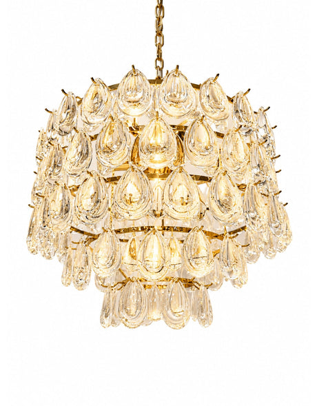 Brass 6 Tier Multi Clear Glass Teardrop Chandelier - CH321
