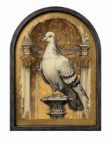 Set of 4 Metal-Framed Gold Neoclassical Pigeon Wall Art Prints - RPM10