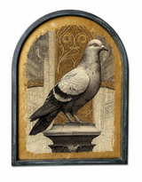 Set of 4 Metal-Framed Gold Neoclassical Pigeon Wall Art Prints - RPM10