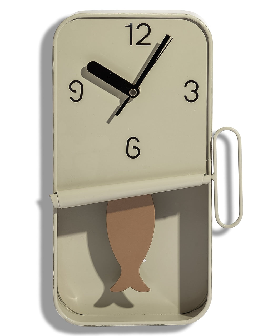 Cream Metal Sardine Tin Pendulum Wall Clock - HKL106