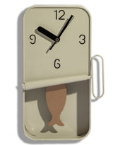 Cream Metal Sardine Tin Pendulum Wall Clock - HKL106