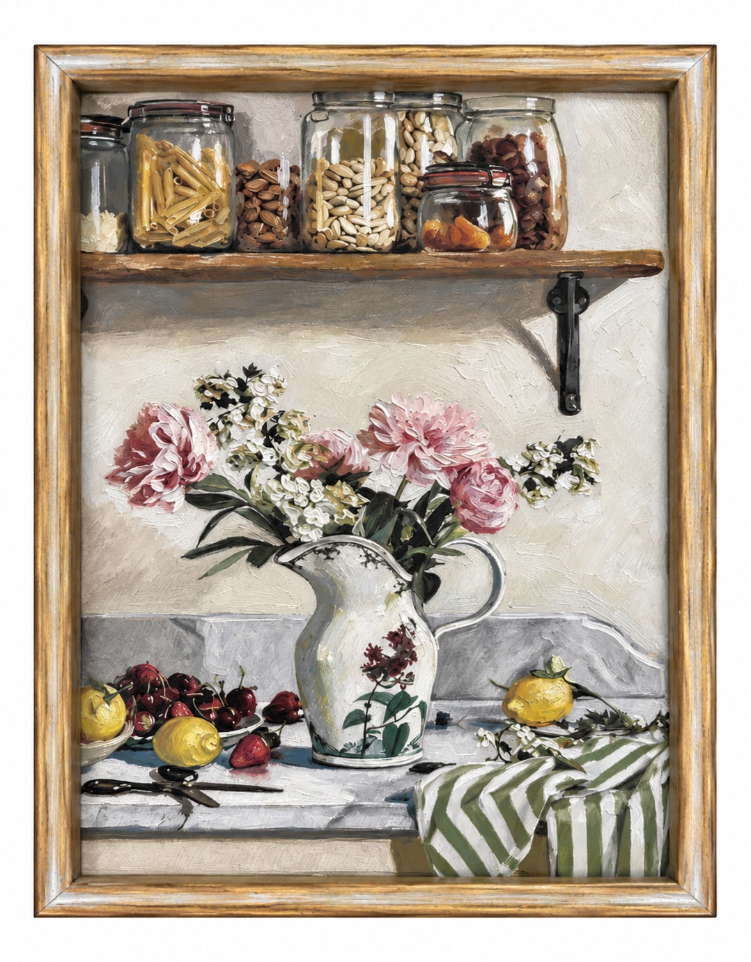 Farmhouse "Peony Arrangement" Still Life Framed Print w/ Glass - SLP21