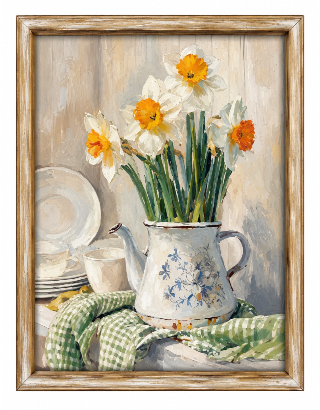 Farmhouse "Daffodil Bunch" Still Life Framed Print w/ Glass - SLP22