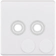 Selectric 5M-Plus Matt White 1 Gang Twin Aperture Dimmer Plate with Matching Knobs