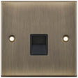 Selectric 5M Antique Brass 1 Gang Telephone Secondary Socket with Black Insert
