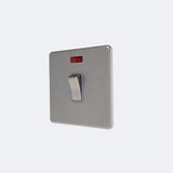 screwless 20A switch with neon light in brushed steel with grey inserts
