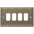 Selectric 5M GRID360 Antique Brass 4 Gang Faceplate