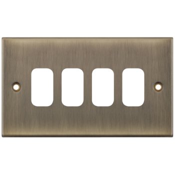 Selectric 5M GRID360 Antique Brass 4 Gang Faceplate