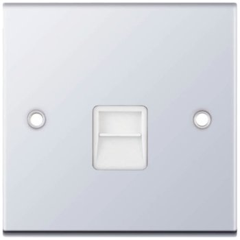 Selectric 5M Polished Chrome 1 Gang Telephone Master Socket with White Insert