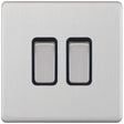 Selectric 5M-Plus Satin Chrome 2 Gang 10A 2 Way Switch with Black Insert