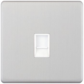 Selectric 5M-Plus Satin Chrome 1 Gang RJ45 Socket with White Insert