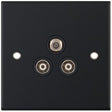 Selectric 5M Matt Black Triplex SAT/TV/FM Socket with Black Insert